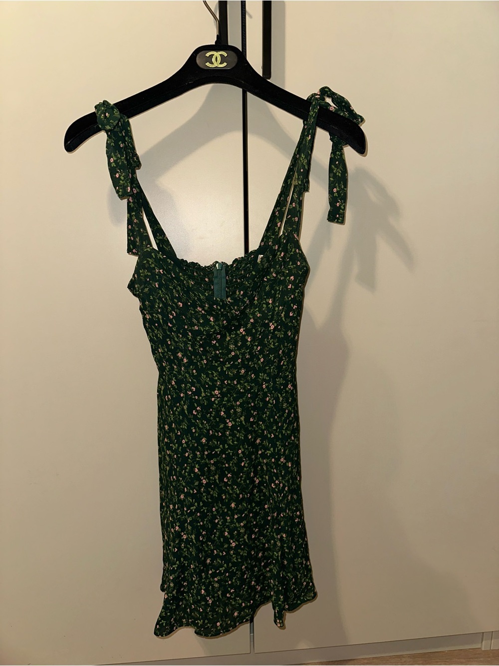 Reformation Niara Boho Tie Straps Smocked Floral Mini Dress In Coriander Size 0 - Picture 4 of 7